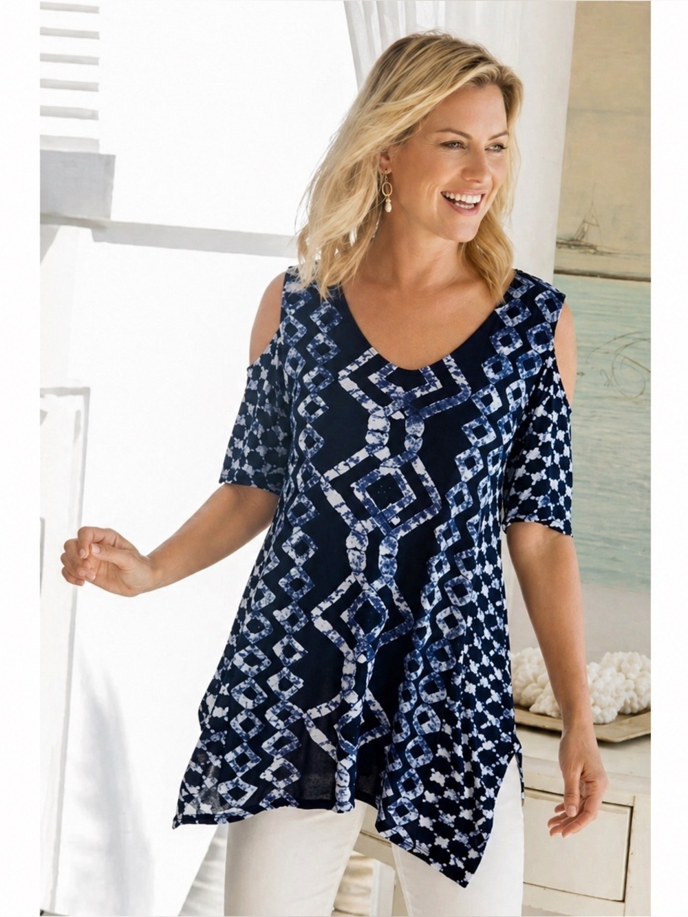 Soft surroundings talia cold shoulder tunic Small
